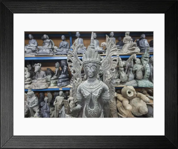 Framed Print : Thailand, Bangkok, Wat Phra Kaew Area, Antique Street Market on Maha Rat Road