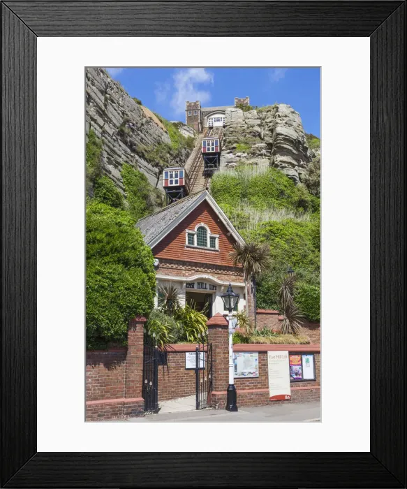 Framed Print : England, East Sussex, Hastings, Old Town, East Hill Lift aka East Cliff Railway Framed Print : England, East Sussex, Hastings, Old Town, East Hill Lift aka East Cliff Railway
