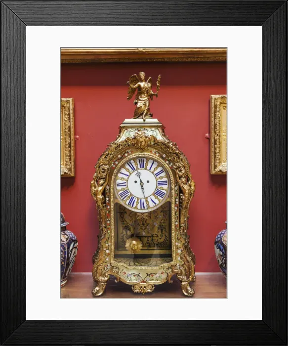 Framed Print : England, London, Dulwich, Dulwich Picture Gallery, French Mantel Clock c. 1725