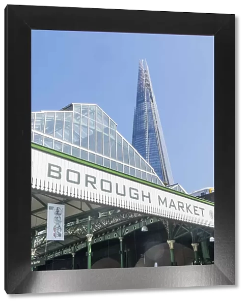 England, London, Southwark, The Shard and Borough Market Sign