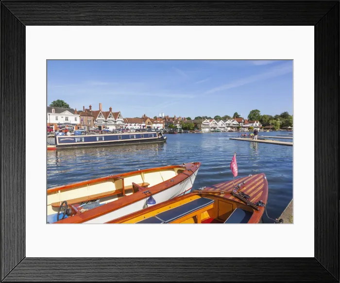 Framed Print : England, Oxfordshire, Henley-on-Thames, Leisure Boats and Town Skyline Framed Print : England, Oxfordshire, Henley-on-Thames, Leisure Boats and Town Skyline