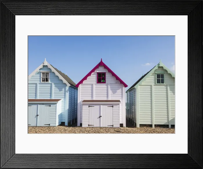 Framed Print : England, Essex, Mersea Island, Beach Huts Framed Print : England, Essex, Mersea Island, Beach Huts