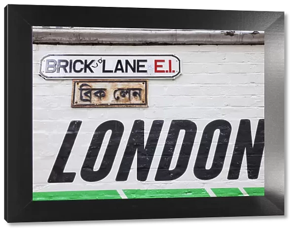England, London, Whitechapel, Brick Lane Street Sign