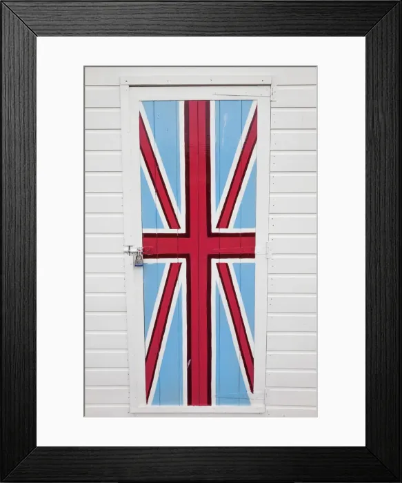 Framed Print : England, Devon, Paignton, Beach Hut Door depicting Union Jack Framed Print : England, Devon, Paignton, Beach Hut Door depicting Union Jack