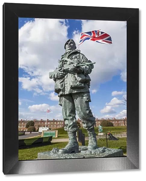 England, Hampshire, Portsmouth, Royal Marines Museum, Statue of Royal Marine in Combat