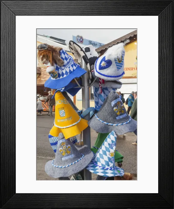 Framed Print : Germany, Bavaria, Munich, Oktoberfest, Souvenir Hat Framed Print : Germany, Bavaria, Munich, Oktoberfest, Souvenir Hat