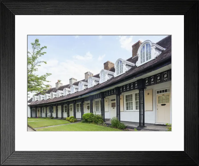 Framed Print : England, Merseyside, Wirral, Port Sunlight, Crescent of Workers Houses Framed Print : England, Merseyside, Wirral, Port Sunlight, Crescent of Workers Houses