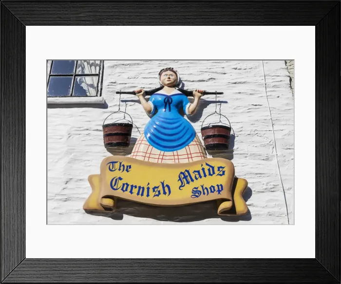 Framed Print : England, Cornwall, Polperro, Cornish Maids Shop Sign Framed Print : England, Cornwall, Polperro, Cornish Maids Shop Sign