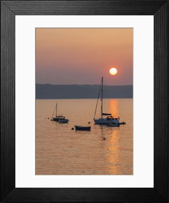 Framed Print : England, Cornwall, Sunrise over Yachts at Portscatho Framed Print : England, Cornwall, Sunrise over Yachts at Portscatho