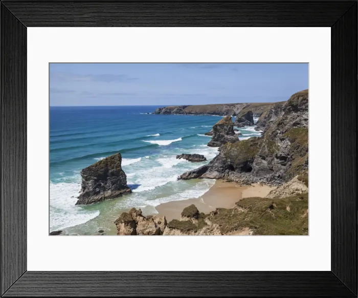 Framed Print : England, Cornwall, Newquay, Bedruthan Steps Beach
