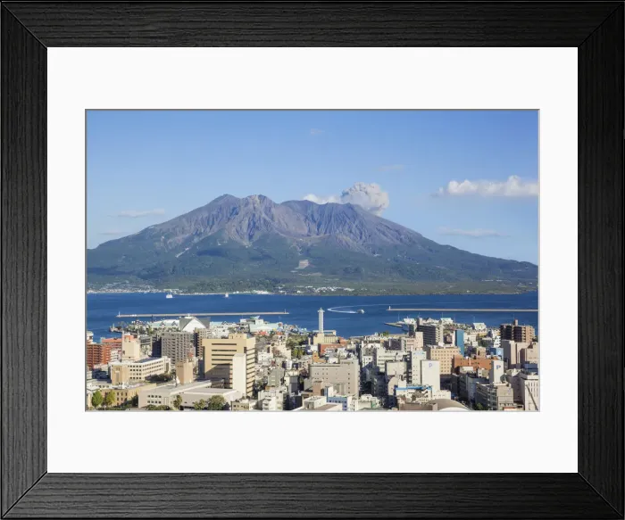 Framed Print : Japan, Kyushu, Kagoshima, Kagoshima City Skyline and Sakurajima Volcano Framed Print : Japan, Kyushu, Kagoshima, Kagoshima City Skyline and Sakurajima Volcano