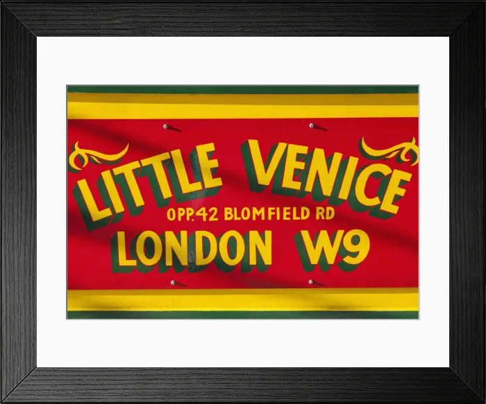 Framed Print : England, London, Maida Vale, Little Venice, Canal Boat Sign
