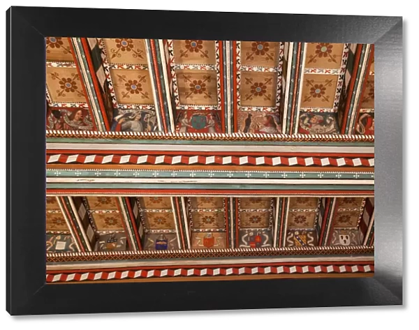 France, Languedoc-Roussillon, Aude, Saint Hilaire, The Abbey, Painted Ceiling of the