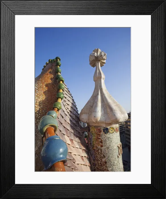 Framed Print : Spain, Barcelona, Casa Batllo, Roof Architecture Framed Print : Spain, Barcelona, Casa Batllo, Roof Architecture