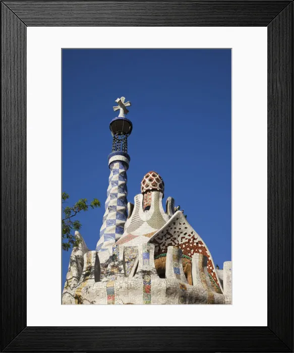 Framed Print : Spain, Barcelona, Guell Park, Entrance Gatehouse Roof Detail Framed Print : Spain, Barcelona, Guell Park, Entrance Gatehouse Roof Detail