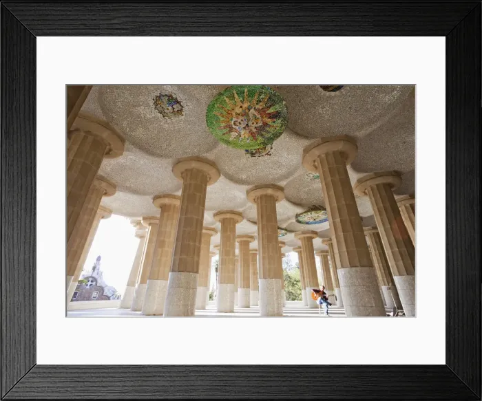Framed Print : Spain, Barcelona, Guell Park, Hall of Columns Framed Print : Spain, Barcelona, Guell Park, Hall of Columns