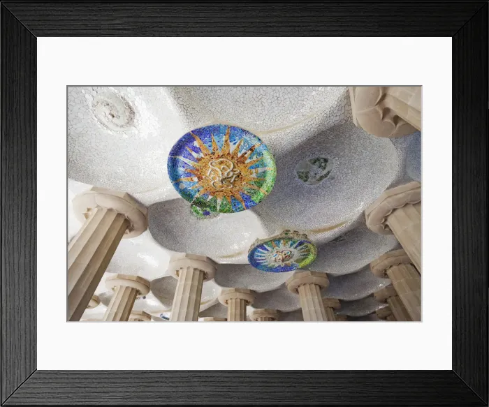 Framed Print : Spain, Barcelona, Guell Park, Ceiling Detail in the Hall of Columns Framed Print : Spain, Barcelona, Guell Park, Ceiling Detail in the Hall of Columns
