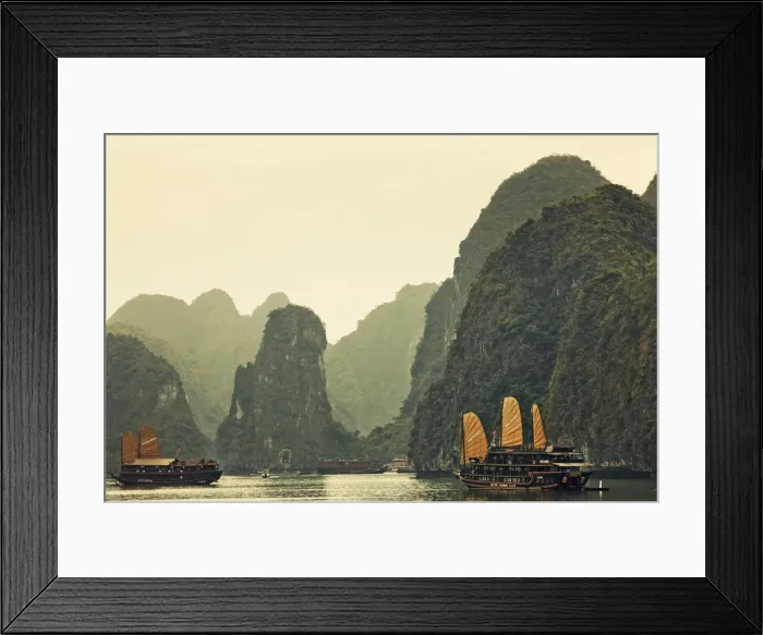 Framed Print : Vietnam, Halong Bay and Tourist Junk Boat Framed Print : Vietnam, Halong Bay and Tourist Junk Boat