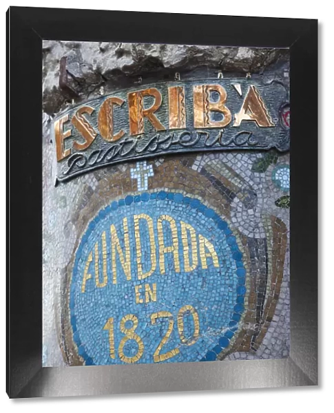 Spain, Barcelona, The Ramblas, Detail of the Facade of The Escriba Patisserie
