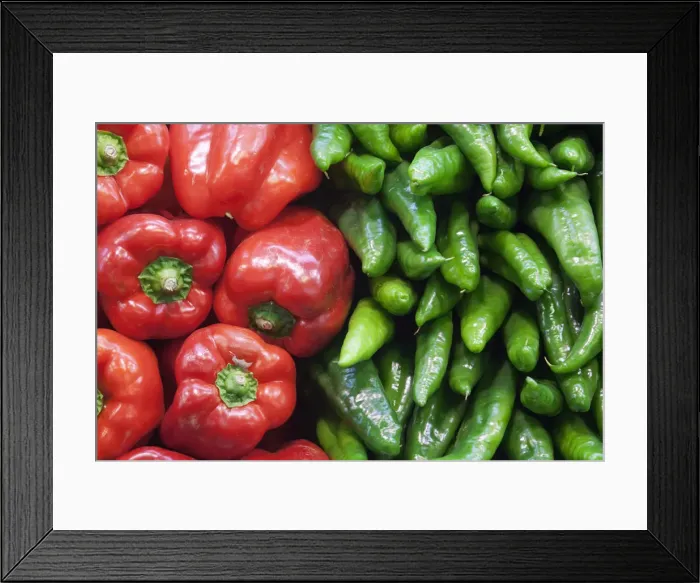 Framed Print : Spain, Barcelona, The Ramblas, La Boqueria Market, Vegetable Shop Display of Peppers Framed Print : Spain, Barcelona, The Ramblas, La Boqueria Market, Vegetable Shop Display of Peppers