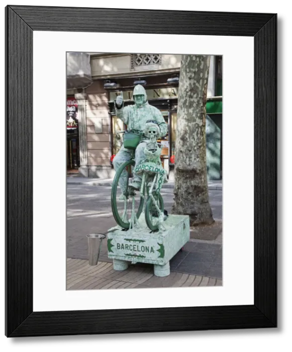 Framed Print : Spain, Barcelona, The Ramblas, Human Statue Framed Print : Spain, Barcelona, The Ramblas, Human Statue