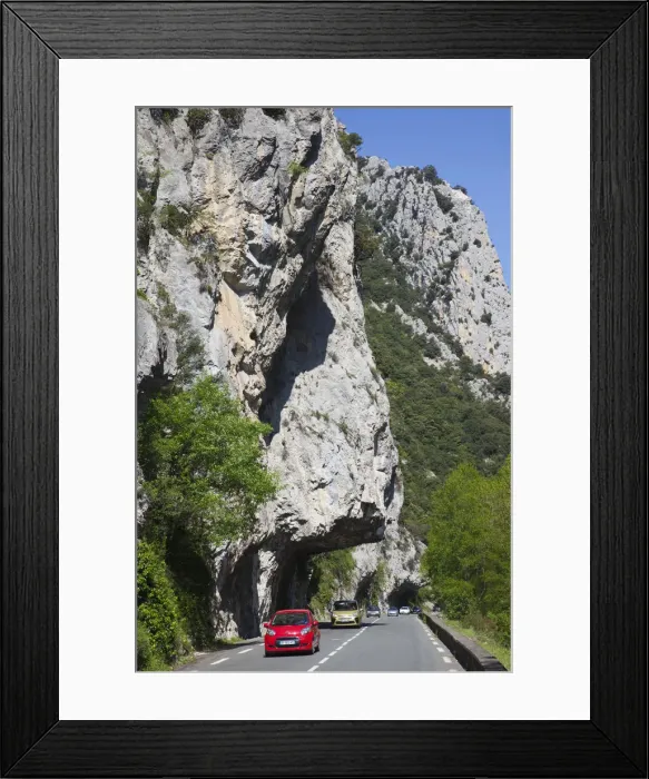 Framed Print : France, Languedoc-Roussillon, Aude, Pyrenees, Road near Quillan Framed Print : France, Languedoc-Roussillon, Aude, Pyrenees, Road near Quillan