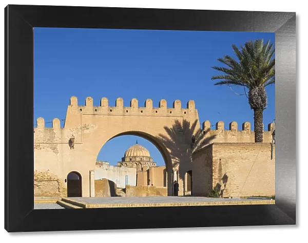 Tunisia, Kairouan, Great Mosque as seen through the Bab el-Khoukha the oldest of the
