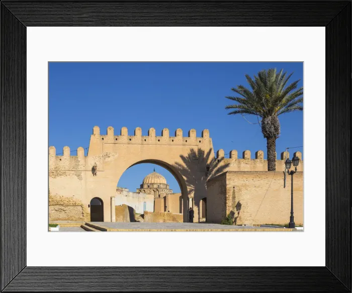 Framed Print : Tunisia, Kairouan, Great Mosque as seen through the Bab el-Khoukha the oldest of Framed Print : Tunisia, Kairouan, Great Mosque as seen through the Bab el-Khoukha the oldest of