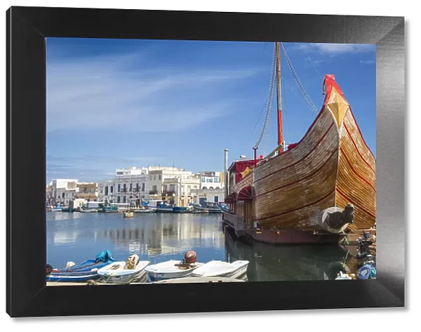 Tunisia, Bizerte, The Old Port, Ship now Le Phenicien restaurant