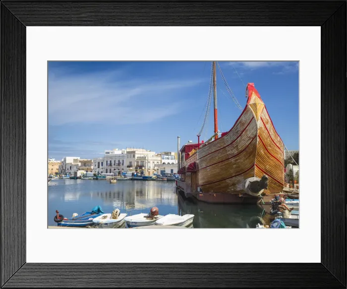 Framed Print : Tunisia, Bizerte, The Old Port, Ship now Le Phenicien restaurant Framed Print : Tunisia, Bizerte, The Old Port, Ship now Le Phenicien restaurant