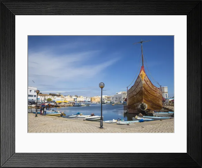 Framed Print : Tunisia, Bizerte, The Old Port, Ship now Le Phenicien restaurant