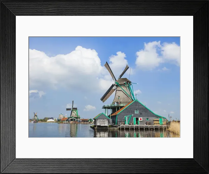 Framed Print : Europe, Netherlands, Zaandam, Zaanse Schans, Windmills
