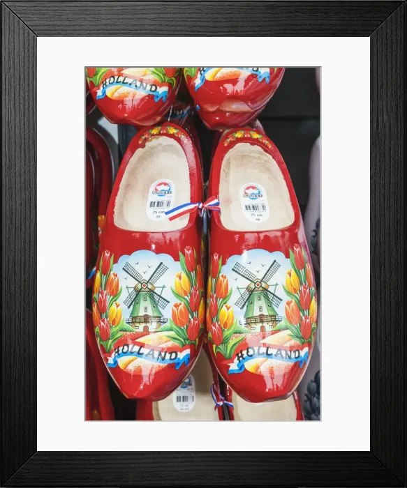 Framed Print : Europe, Netherlands, Amsterdam, Souvenir Shop Display of Colourful Wooden Clogs Framed Print : Europe, Netherlands, Amsterdam, Souvenir Shop Display of Colourful Wooden Clogs