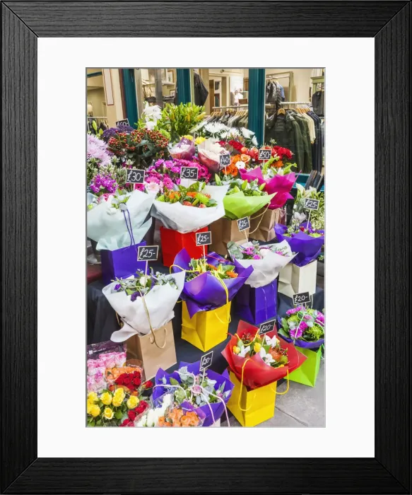 Framed Print : England, London, City of London, Leadenhall Market, Flower Stall