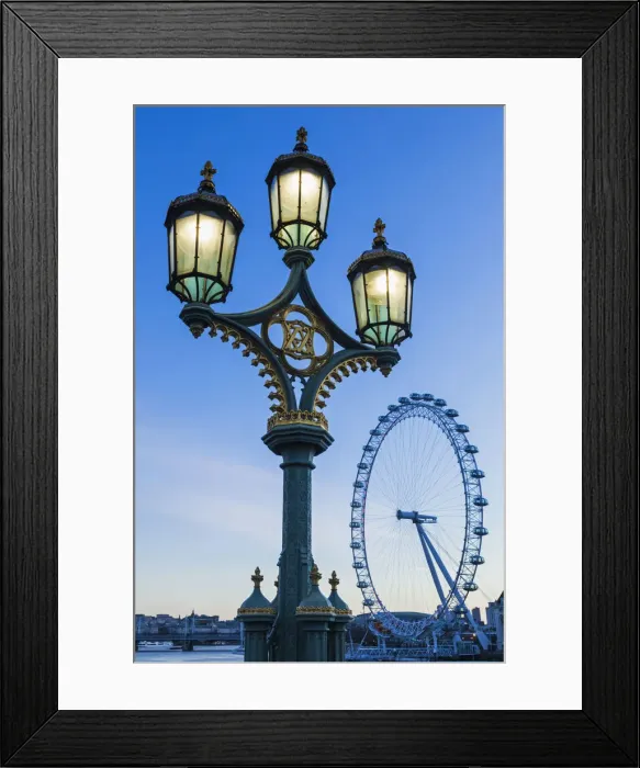 Framed Print : England, London, Westminster, London Eye at Dawn