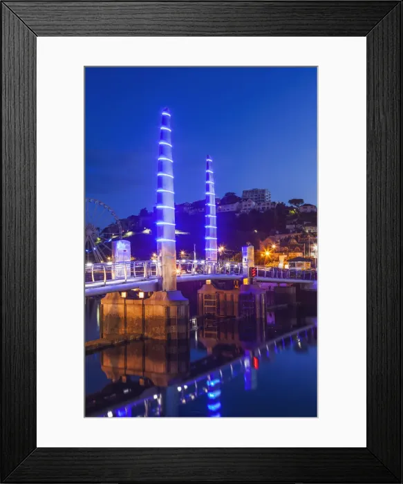 Framed Print : England, Devon, Torquay, Torquay Harbour Bridge and Town Skyline Framed Print : England, Devon, Torquay, Torquay Harbour Bridge and Town Skyline