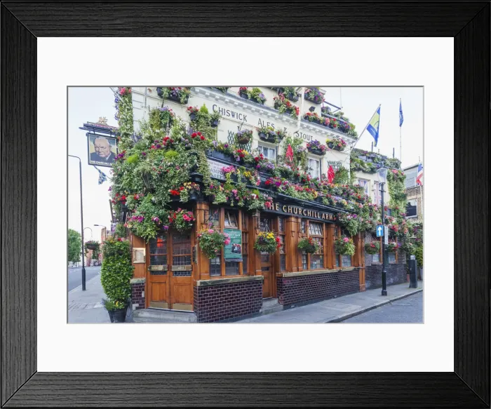 Framed Print : England, London, Kensington, The Churchill Arms Pub Framed Print : England, London, Kensington, The Churchill Arms Pub