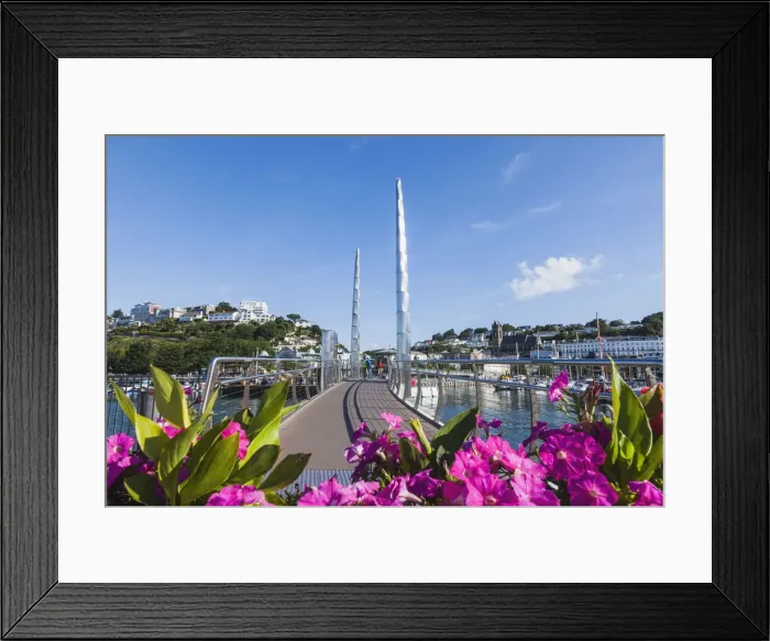 Framed Print : England, Devon, Torquay, Torquay Harbour Bridge and Town Skyline Framed Print : England, Devon, Torquay, Torquay Harbour Bridge and Town Skyline