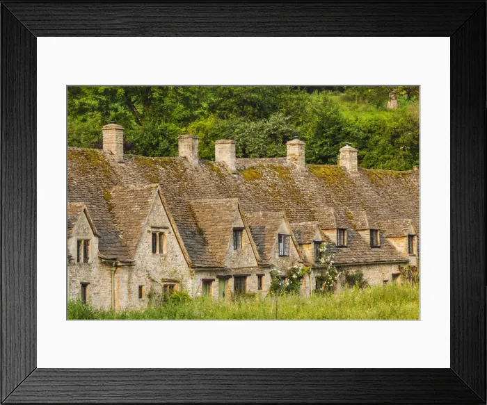 Framed Print : England, Cotswolds, Gloucestershire, Bibury, Arlington Row Cottages Framed Print : England, Cotswolds, Gloucestershire, Bibury, Arlington Row Cottages
