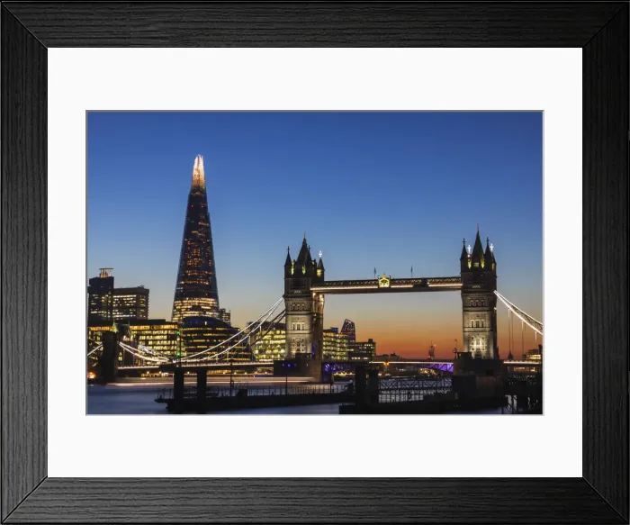 Framed Print : England, London, Tower Bridge and The Shard at Sunset Framed Print : England, London, Tower Bridge and The Shard at Sunset