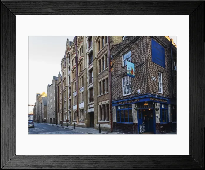 Framed Print : England, London, Wapping, Wapping High Street, Residential Wharf Buildings and Town Framed Print : England, London, Wapping, Wapping High Street, Residential Wharf Buildings and Town