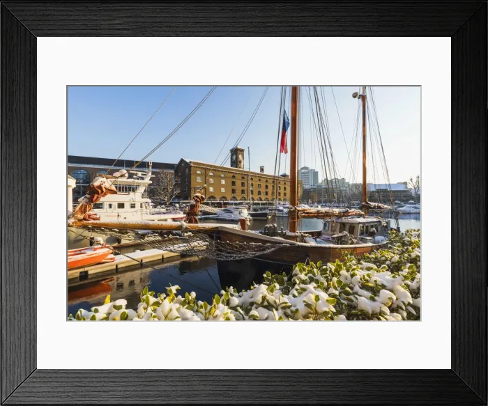 Framed Print : England, London, Wapping, St. Katharine Docks in the Snow Framed Print : England, London, Wapping, St. Katharine Docks in the Snow