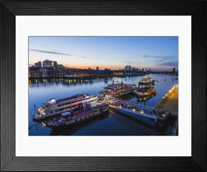 Framed Print : England, London, Dawn over Docklands and River Thames Framed Print : England, London, Dawn over Docklands and River Thames