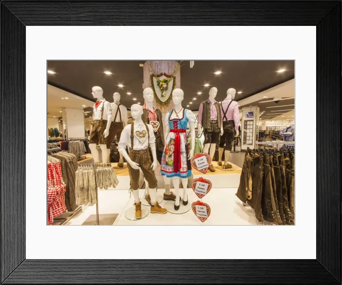 Framed Print : Germany, Bavaria, Munich, Shop Display of Traditional Bavarian Clothing Framed Print : Germany, Bavaria, Munich, Shop Display of Traditional Bavarian Clothing