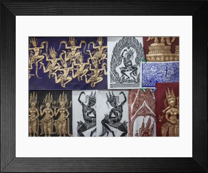 Framed Print : Cambodia, Siem Reap, The Old Market, Display of Artwork Framed Print : Cambodia, Siem Reap, The Old Market, Display of Artwork