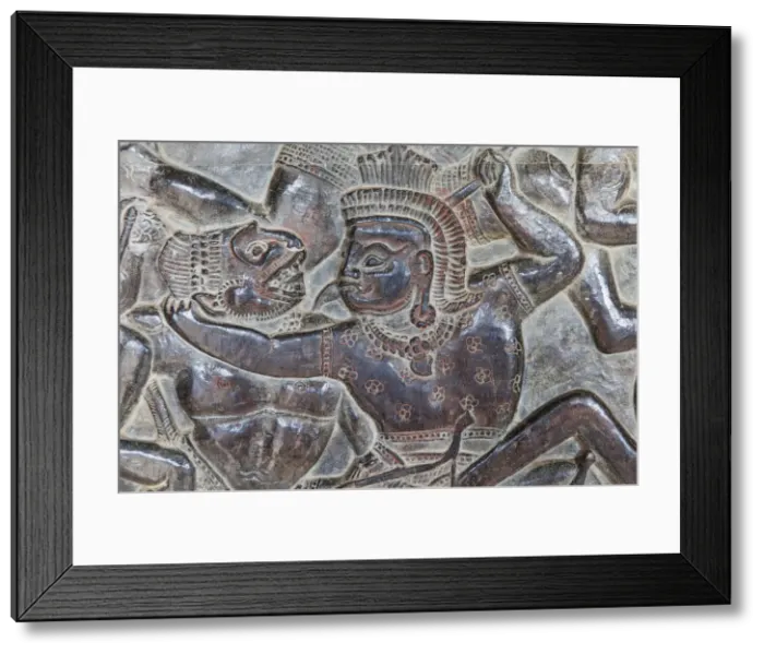 Framed Print : Cambodia, Siem Reap, Angkor Wat, Reliefs depicting The Rayamana Epic Framed Print : Cambodia, Siem Reap, Angkor Wat, Reliefs depicting The Rayamana Epic