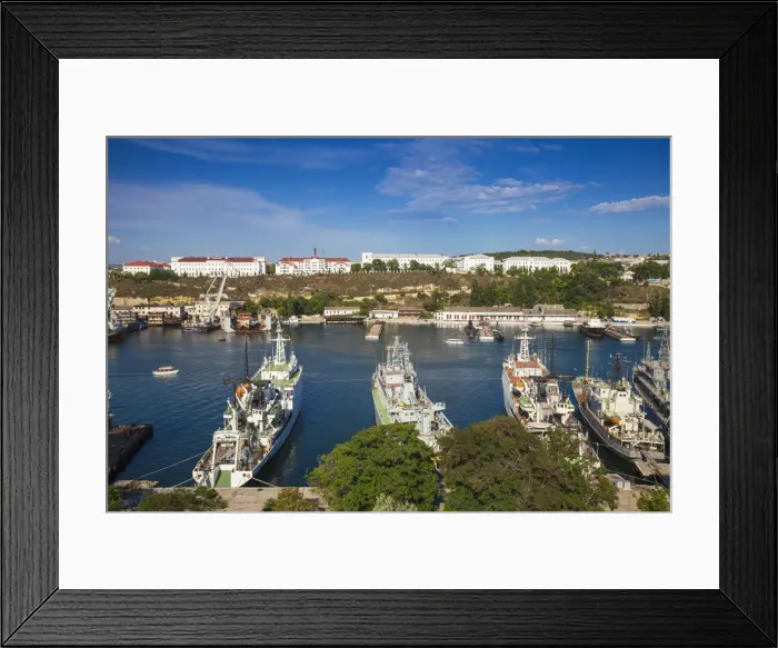 Framed Print : Ukraine, Crimea, Sevastopol, View of Russian and Ukrainian Navy vessels in Sevastopol Bay Framed Print : Ukraine, Crimea, Sevastopol, View of Russian and Ukrainian Navy vessels in Sevastopol Bay