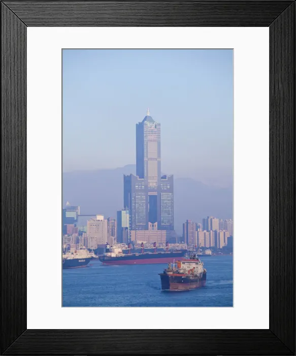 Framed Print : Taiwan, Kaohsiung, View of harbour looking towards the city and Kaoshiung 85 Sky Tower Framed Print : Taiwan, Kaohsiung, View of harbour looking towards the city and Kaoshiung 85 Sky Tower
