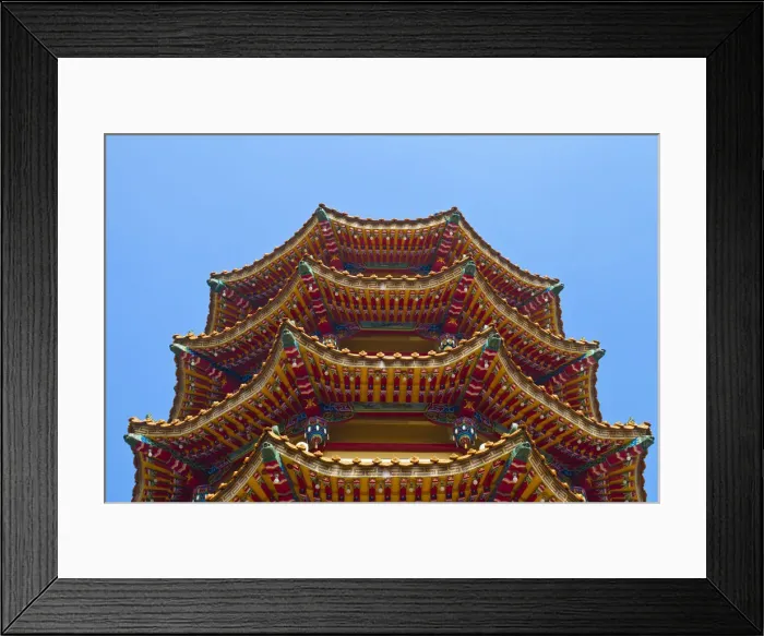 Framed Print : Taiwan, Kaohsiung, Lotus pond, Dragon and Tiger Tower Temple