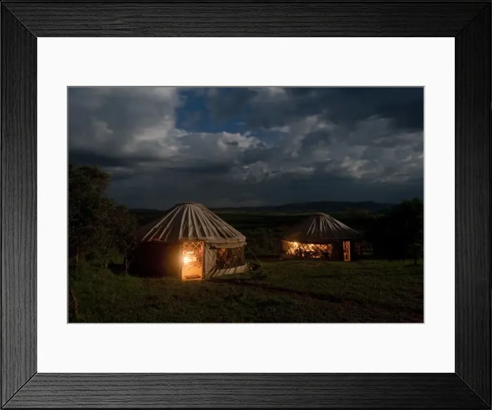 Framed Print : Nomad Tanzania yurt camp in Loliondo area Serengeti under moonlight, Tanzania Framed Print : Nomad Tanzania yurt camp in Loliondo area Serengeti under moonlight, Tanzania